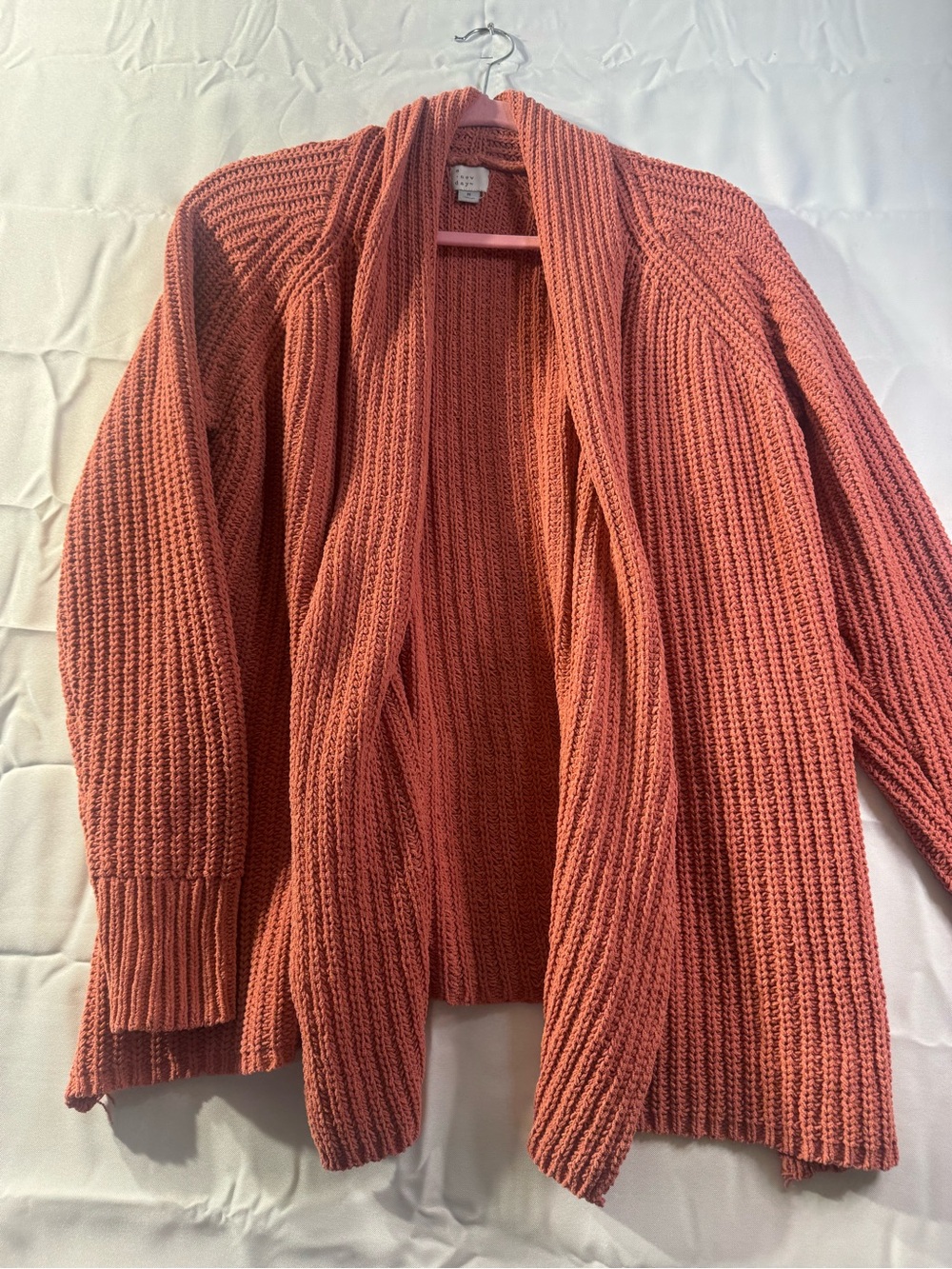 a new day Medium Open-Front Chunky Cardigan in Coral